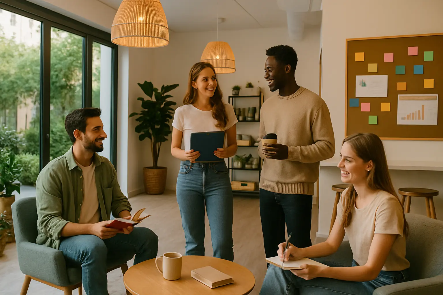 Students interacting in a common area